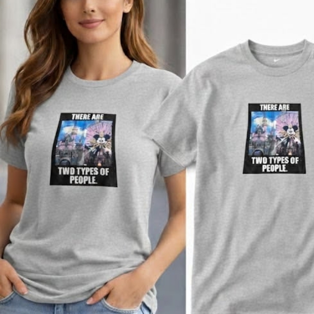 Unisex Disney Gray Short Sleeve Tee with Mickey and Castle